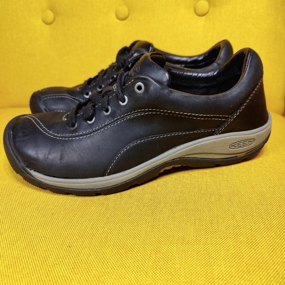 Keen Women's Presidio II Black Leather Lace Up Shoes Size 8 - Picture 1 of 10